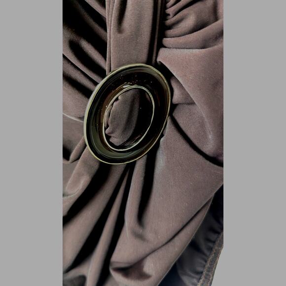 Miraclesuit one piece12 Espresso Brown Ring accent Draped Tummy control EUC - Picture 4 of 6